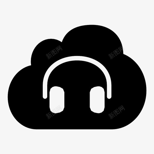 云音乐库音频耳机图标svg_新图网 https://ixintu.com 云音乐库 听觉 声音 耳机 音频