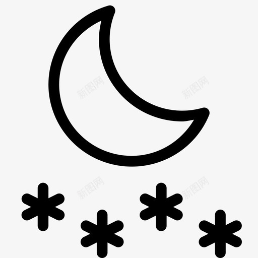 降雪寒冷严寒图标svg_新图网 https://ixintu.com 严寒 夜晚 天气 寒冷 月亮 降雪 雪花