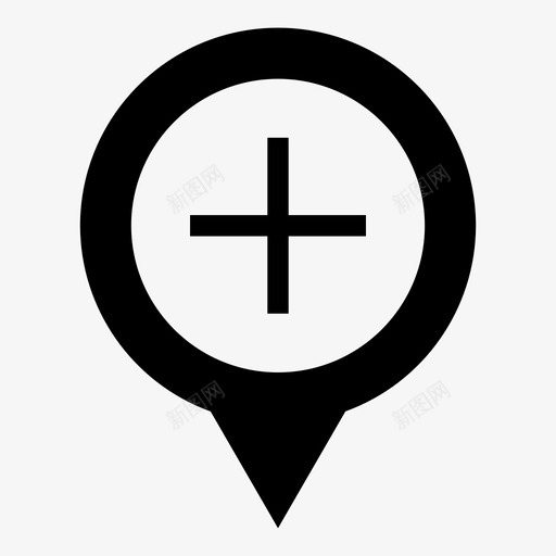 添加位置指针加号图标svg_新图网 https://ixintu.com 位置标记引脚 加号 地图标记 导航 引脚 指示器 指针 搜索 添加位置 箭头