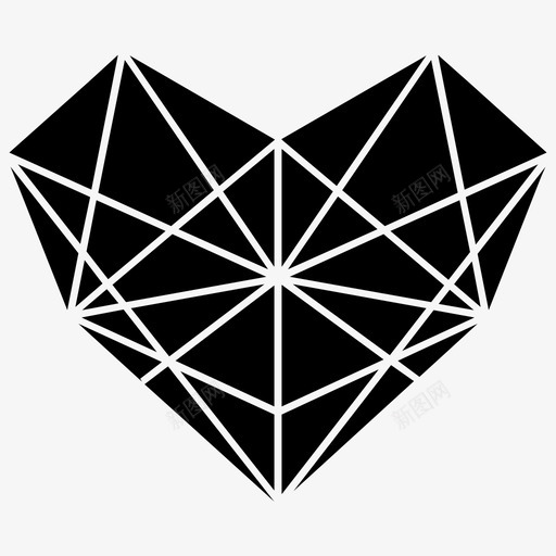 钻石心图案石头图标svg_新图网 https://ixintu.com 图案 石头 钻石心