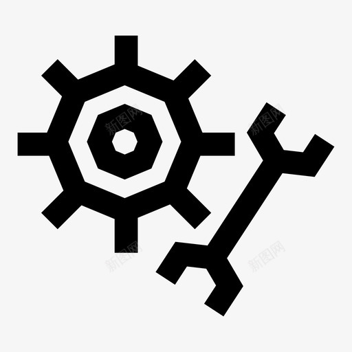 齿轮和扳手工具扳手图标svg_新图网 https://ixintu.com 工具 扳手 更改 设置 调整 配置 首选项 齿轮 齿轮和扳手