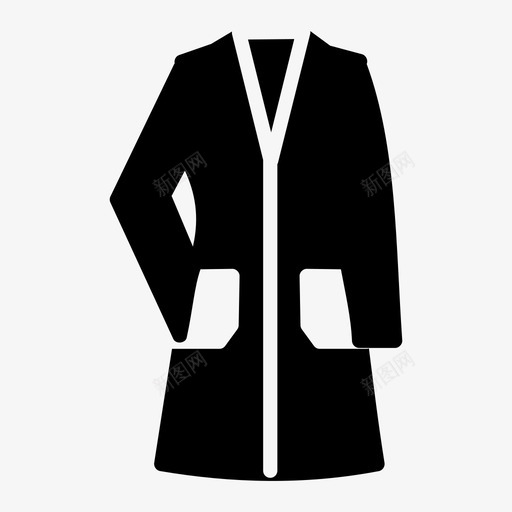 外套布料连衣裙图标svg_新图网 https://ixintu.com 吸烟夹克 外套 布料 时装 服装 衣服和鞋子固体卷2 连衣裙 长袍
