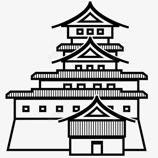 西罗日本城堡塔图标svg_新图网 https://ixintu.com 地方 地点 塔 宫殿 日本城堡 武士 结构 西罗 要塞