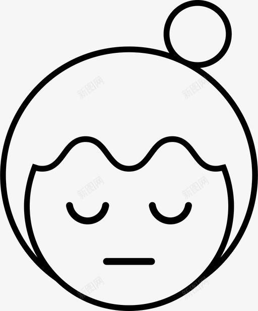 睡觉年轻女人图标svg_新图网 https://ixintu.com 累瘫 发髻 困 女人 女孩 年轻 睡 睡觉 精疲力竭 累 脸