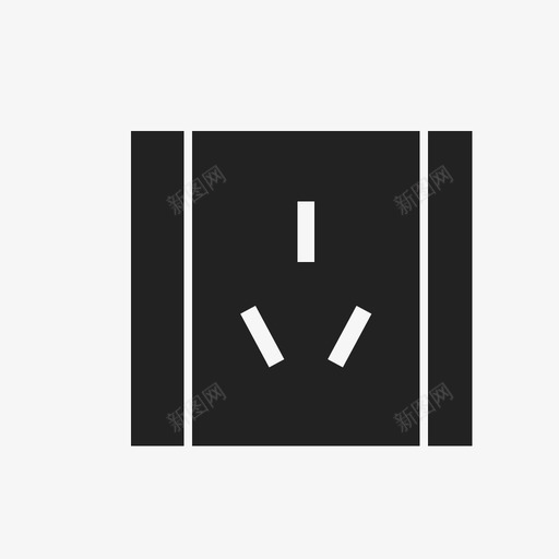 三孔电插座图标svg_新图网 https://ixintu.com 三孔电插座