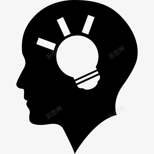 光头侧视内有灯泡商务图标svg_新图网 https://ixintu.com 光头侧视 内有灯泡 商务