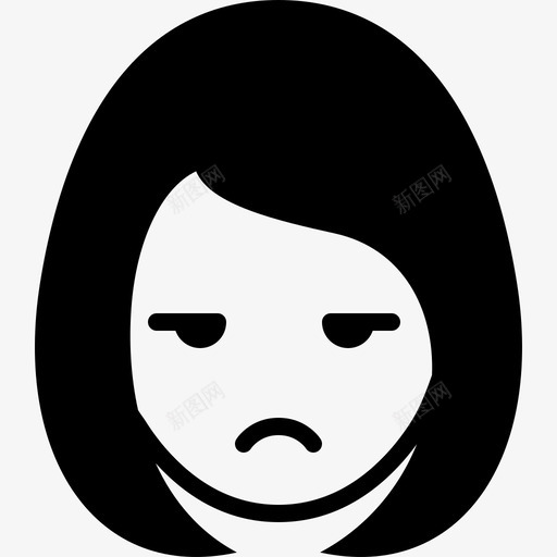 怒视悲伤疯狂图标svg_新图网 https://ixintu.com 化身 可爱的情感 头发 女人 女孩 怒视 悲伤 情绪 无聊 疯狂 皱眉 脸