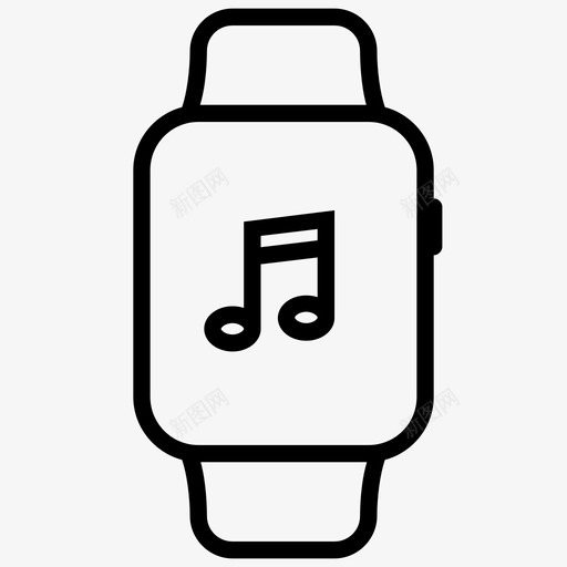 音乐穿戴手表图标svg_新图网 https://ixintu.com 声音 手表 播放列表 智能 歌曲 穿戴 聆听 音乐 音符