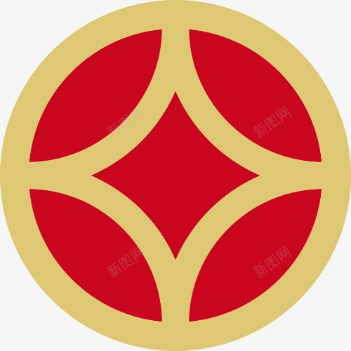 钱币东方传统新年金色新年氛围复古传统中国风png免抠素材_新图网 https://ixintu.com 钱币