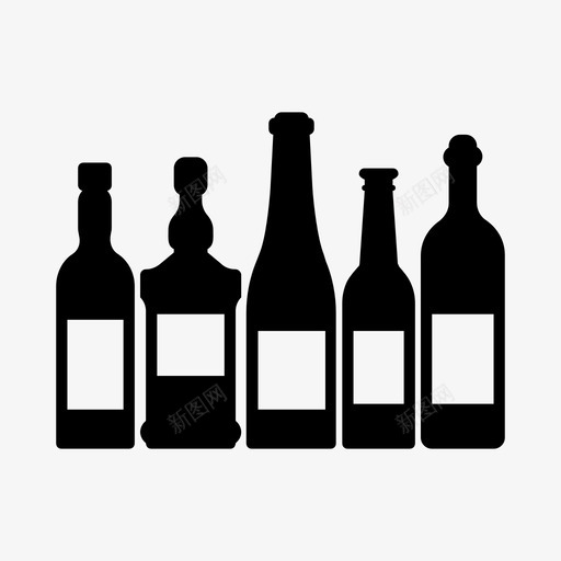 酒瓶威士忌烈酒图标svg_新图网 https://ixintu.com 五瓶 利库尔 威士忌 烈酒 玻璃瓶 白兰地 酒瓶 饮料