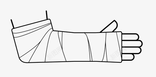 石膏受伤手图标svg_新图网 https://ixintu.com 受伤 手 手臂 石膏 绷带 骨折