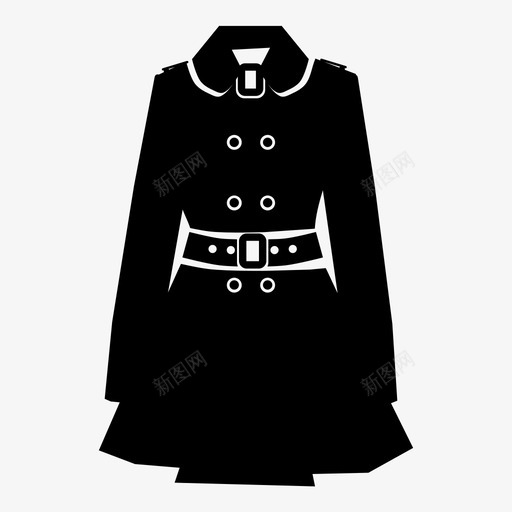 大衣潮流款式图标svg_新图网 https://ixintu.com 休闲 双排扣 外套 大衣 时尚 服装 款式 潮流 皮衣 连衣裙 连衣裙和服装