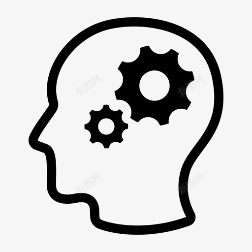 思考齿轮图齿轮转动图标svg_新图网 https://ixintu.com 头部轮廓 思考 设置 预设 齿轮 齿轮图 齿轮转动