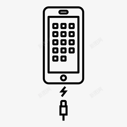 智能手机充电电源插头图标svg_新图网 https://ixintu.com iphone 小工具 很棒的轮廓图标 手机 插头 智能手机充电 电源 设备 连接