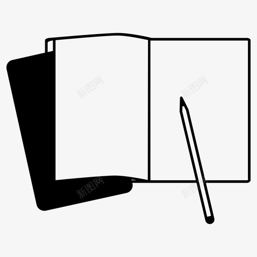 笔记本素描本学习用品图标svg_新图网 https://ixintu.com 书页 塑料纸 学习用品 打开 日记 笔记 笔记本 素描本 铅笔