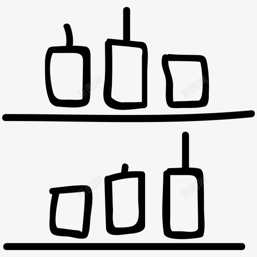 酒吧酒类货架酒柜图标svg_新图网 https://ixintu.com 啤酒吧 迷你吧 酒吧 酒店和餐厅手绘涂鸦图标 酒柜 酒类货架 饮料 香槟