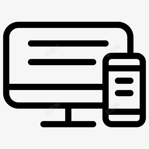 响应式智能手机显示器图标svg_新图网 https://ixintu.com 兼容性 响应式设计 工具 数字 显示器 智能手机 计算机 设备 设计线图标