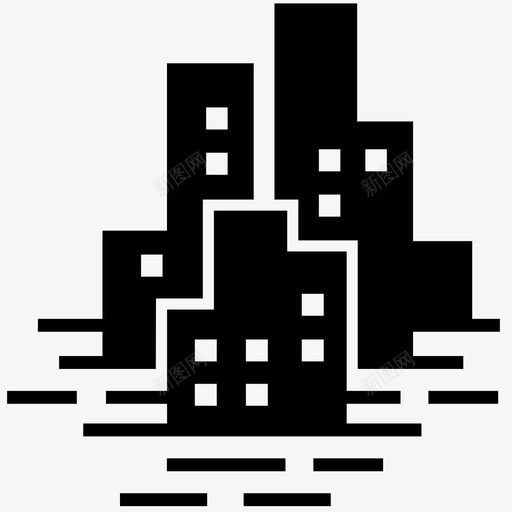 海平面上升科学安全图标svg_新图网 https://ixintu.com 大都市 安全 废墟 河流 海平面上升 海洋 溢流 科学 降水 降雨 雨水