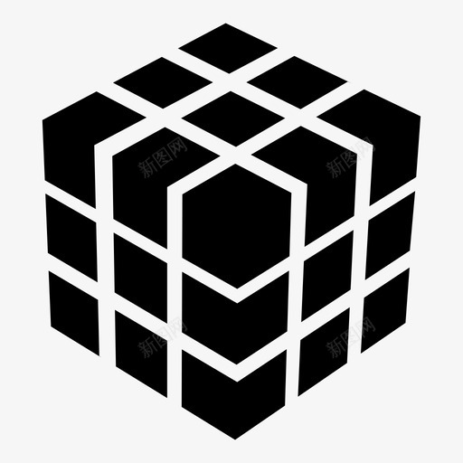 方块拼图数学图标svg_新图网 https://ixintu.com 几何 拼图 数学 方块 黑色
