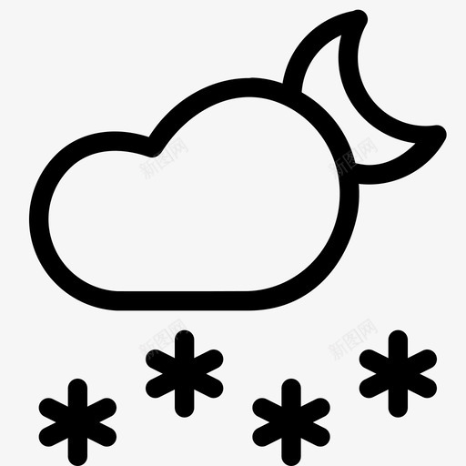 雪降雪图案图标svg_新图网 https://ixintu.com 云 冰淇淋 图案 夜晚 天气 月亮 球 降雪 雪 雪花 风暴