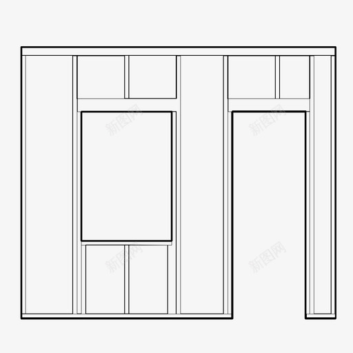 框架窗户壁板图标svg_新图网 https://ixintu.com 住宅 制造 壁板 安装 封闭 建筑 房屋 框架 正面 窗户 门