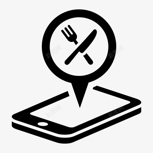 手机食品刀叉地点图标svg_新图网 https://ixintu.com 刀叉 午餐 地点 手机 手机食品 服务 电话 菜单 订单 通知 餐厅