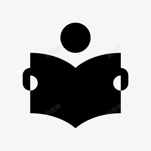 报纸读者打开的书图标svg_新图网 https://ixintu.com 人 头 手 打开的书 报纸 杂志 读者 通知