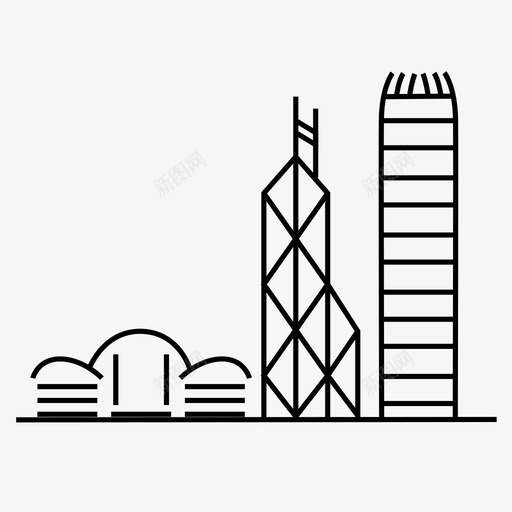 香港摩天大楼天际线图标svg_新图网 https://ixintu.com 中华人民共和国香港特别行政区 中国 中国香港 城市 天际线 建筑 摩天大楼 香港