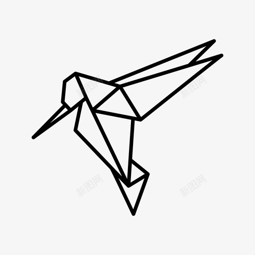 蜂鸟纸折纸图标svg_新图网 https://ixintu.com 几何 几何学 动物 折叠纸 折纸 折纸动物 纸 艺术 蜂鸟 飞行