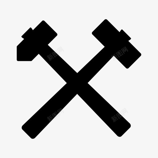 采矿工具资源采石场图标svg_新图网 https://ixintu.com 挖掘 矿山 资源 采石场 采矿工具 锤子 镐