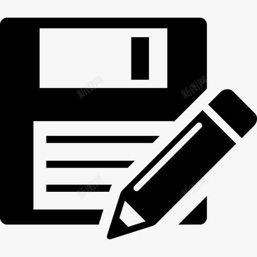 带笔软磁盘接口基本应用图标svg_新图网 https://ixintu.com 基本应用 带笔软磁盘 接口