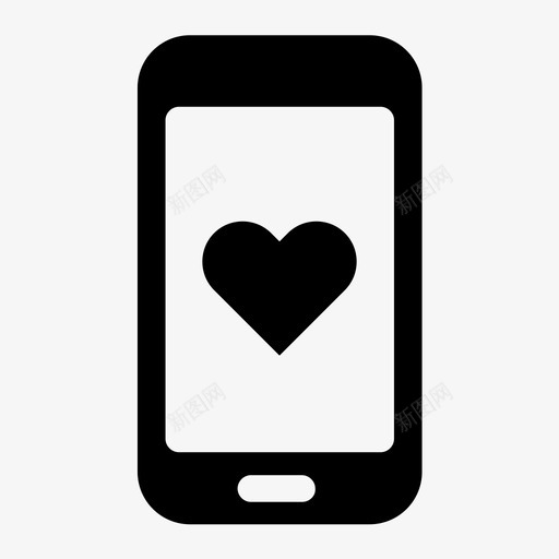 智能手机心喜欢图标svg_新图网 https://ixintu.com 喜欢 心 手机 智能手机 爱 通知