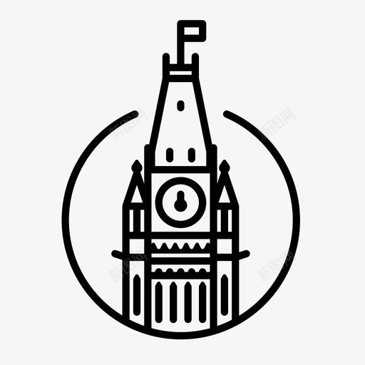 渥太华建筑大厦图标svg_新图网 https://ixintu.com 中央大厦 加拿大 和平大厦 国会山中央大厦 大厦 建筑 渥太华 议会 首都