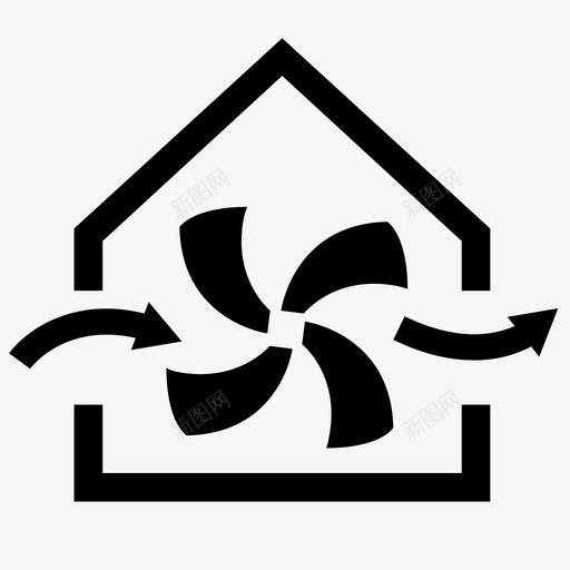 空调凉爽风扇图标svg_新图网 https://ixintu.com 凉爽 夏天 房子 气候适应 氟利昂 空调 风扇