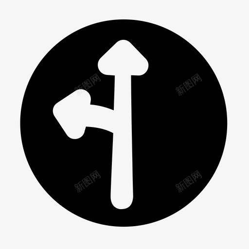 直行和左行环形交叉口信号图标svg_新图网 https://ixintu.com 交通信号 交通信号灯 信号 左转 方向 环形交叉口 直行和左行 箭头 转弯 道路信号