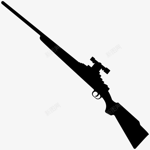 枪战争狙击步枪图标svg_新图网 https://ixintu.com 射击 战争 枪 武器固体图标 火器 狙击步枪 狩猎 轻机枪