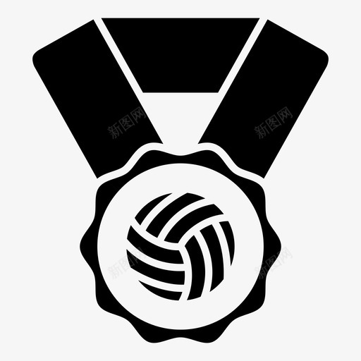 排球奖牌运动丝带图标svg_新图网 https://ixintu.com 丝带 优胜者 冠军 奖品 奖牌 排球奖牌 沙滩 网 运动 金牌