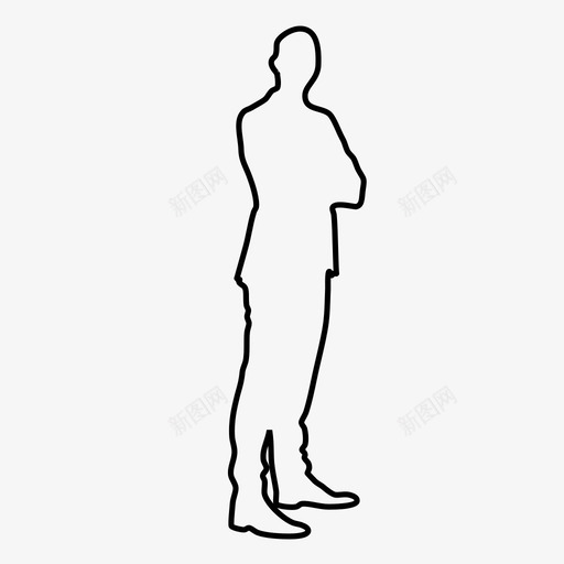 男人站着轮廓西装白色人图标svg_新图网 https://ixintu.com 人 男人站着轮廓西装白色