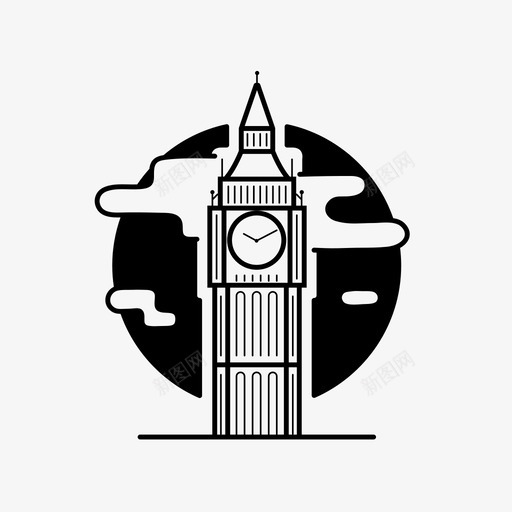 大本钟英国伦敦图标svg_新图网 https://ixintu.com 伦敦 地点 塔楼 大本钟 展品 英国 计时器