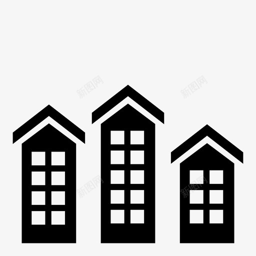 城镇住宅街区图标svg_新图网 https://ixintu.com 不同尺寸 住宅 城镇 市中心 建筑物 楼层 联排别墅 街区 议会大厦 高层