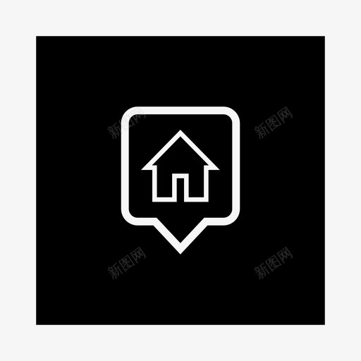 房屋点标记图标svg_新图网 https://ixintu.com 位置 住宅 住所 庇护所 建筑物 房屋 指示器 旗帜标志 标记 点