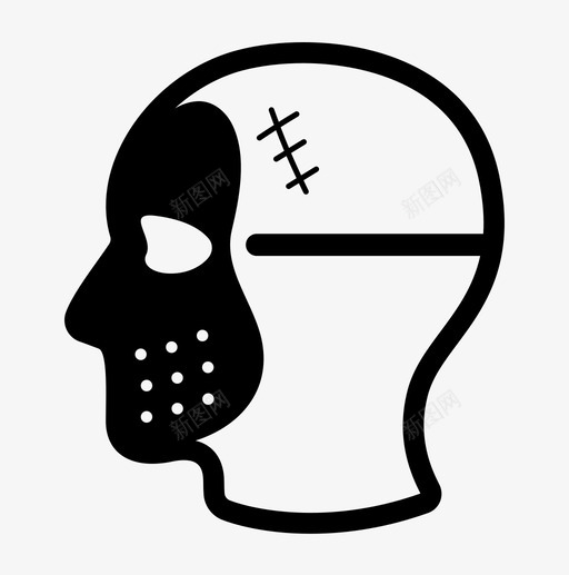 头罩侧面吓人图标svg_新图网 https://ixintu.com 侧面 剪影 吓人 头罩 德州电锯 恐怖 曲棍球面具 疯狂
