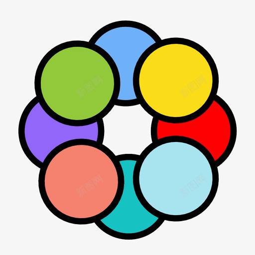 八个圆形状多边形图标svg_新图网 https://ixintu.com 八个圆 几何 几何设计 图案设计 多边形 对象 形状