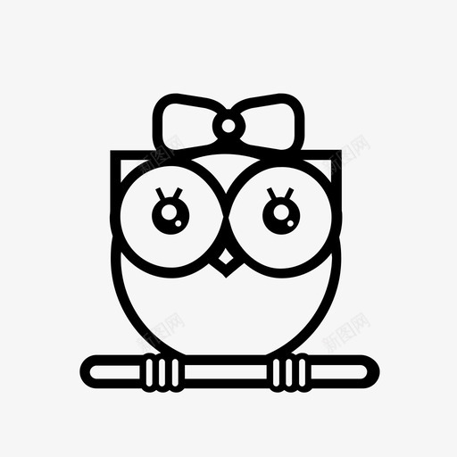 猫头鹰栖息夜间活动图标svg_新图网 https://ixintu.com 动物 夜猫子 夜间活动 女孩 弓 栖息 猫头鹰 醒着 鸟