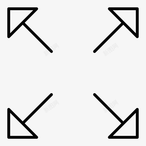 展开符号线条图标svg_新图网 https://ixintu.com 不同角度 四 基本图标集 展开 符号 箭头 线条 缩放 部分