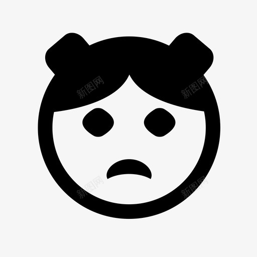 用户年轻沮丧图标svg_新图网 https://ixintu.com 不开心 女孩 孩子 年轻 心烦意乱 悲伤 沮丧 用户 用户图标 皱眉 表情符号 辫子