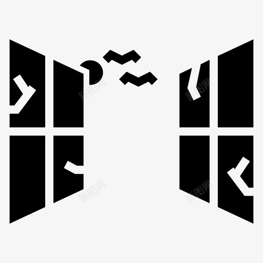 鬼屋窗户蝙蝠破碎图标svg_新图网 https://ixintu.com 万圣节 万圣节标志 夜晚 幽灵 恐怖 玻璃 破碎 蝙蝠 鬼屋窗户