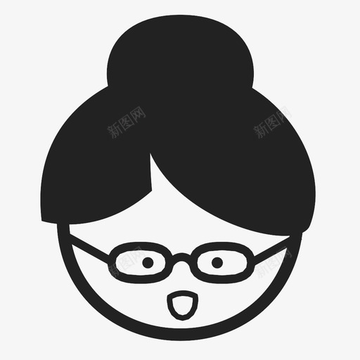 老太太微笑图书管理员图标svg_新图网 https://ixintu.com 发髻 咧嘴笑 图书管理员 奶奶 微笑 快乐 老太太