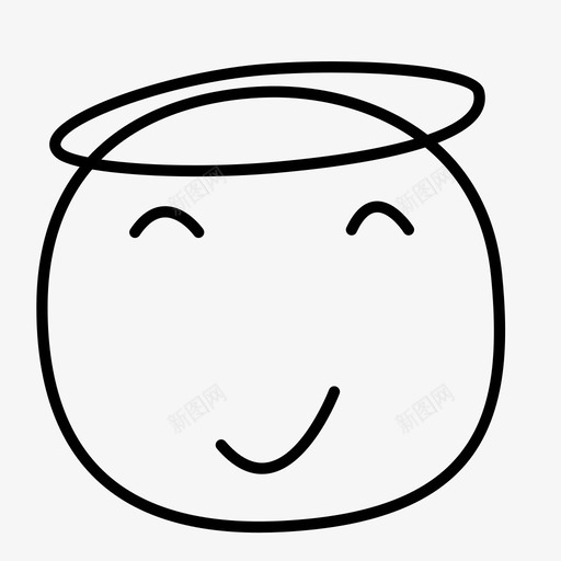 天使面部表情情感图标svg_新图网 https://ixintu.com 光环 天使 天真 微笑 快乐 情感 情绪 笑脸 面部表情