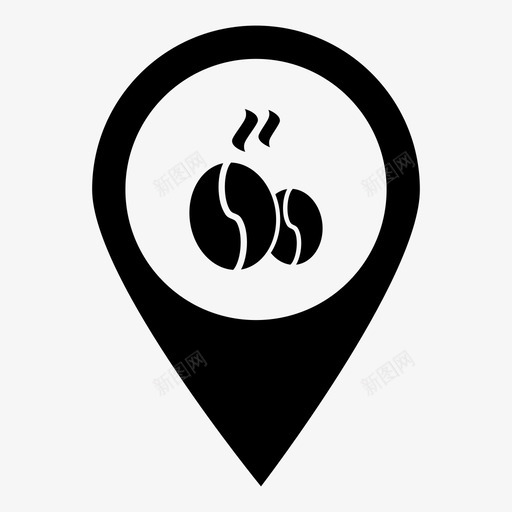 咖啡厅茶室商店图标svg_新图网 https://ixintu.com 位置 咖啡厅 商店 图钉 地图标记 定位销 导航 指针 热饮 茶室 餐厅